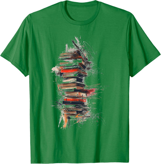 Books Abstract Graphic Drawing Art Painting Books T-Shirt - T-Shirt | Irish Green