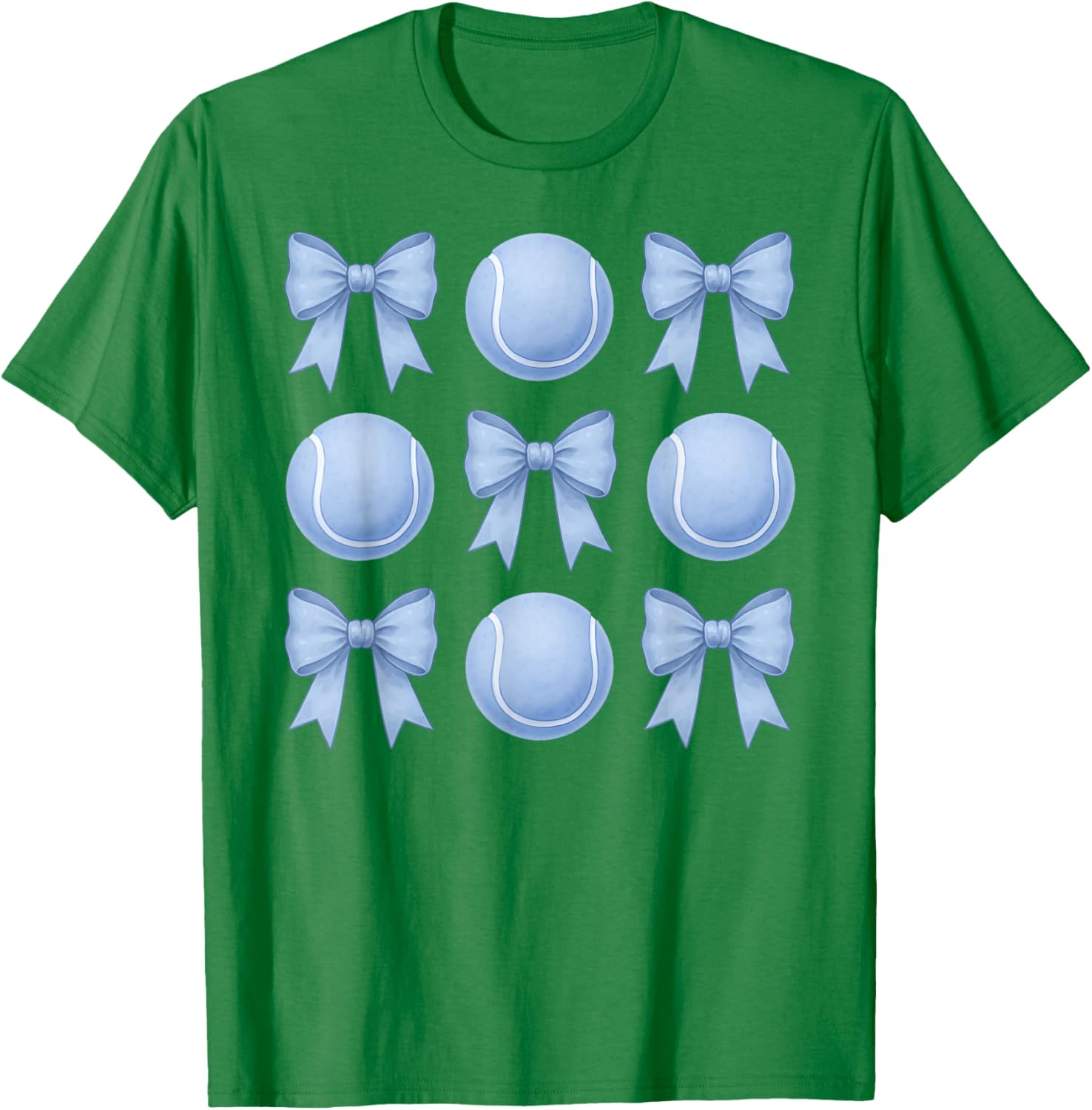 Tennis Coquette Toile Blue Bow Cute Girls Tennis T-Shirt - T-Shirt | Irish Green