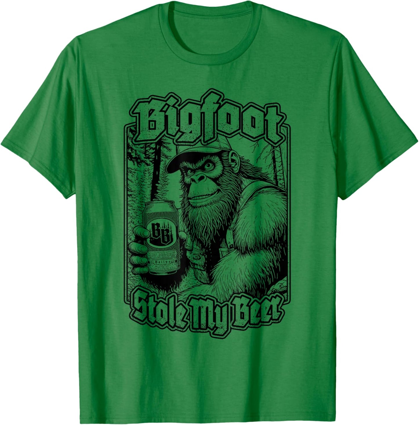 Bigfoot Stole My Beer Lover Funny Sasquatch Redneck Beers T-Shirt - T-Shirt | Irish Green