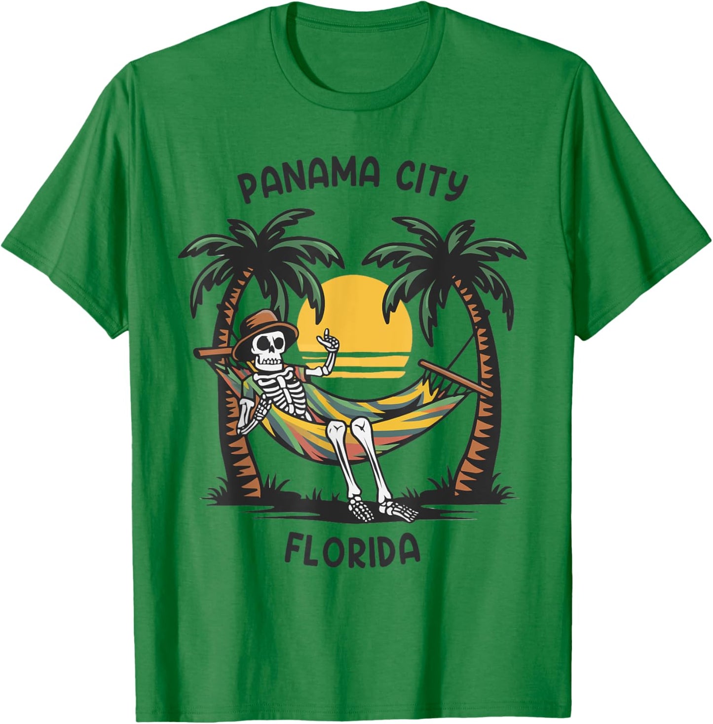 Vintage Panama City Florida Palms FL Sunset Funny T-Shirt - T-Shirt | Irish Green