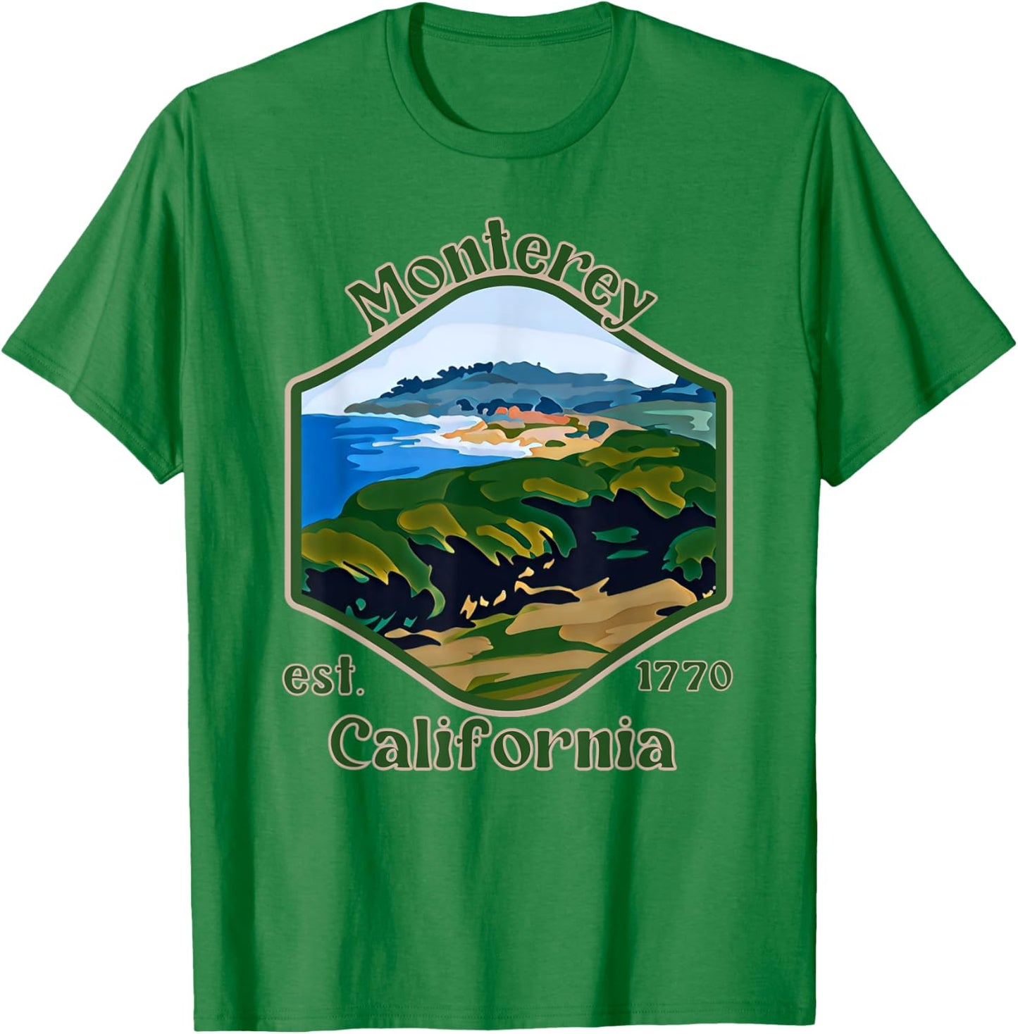 Monterey California Painting T-Shirt - T-Shirt | Irish Green