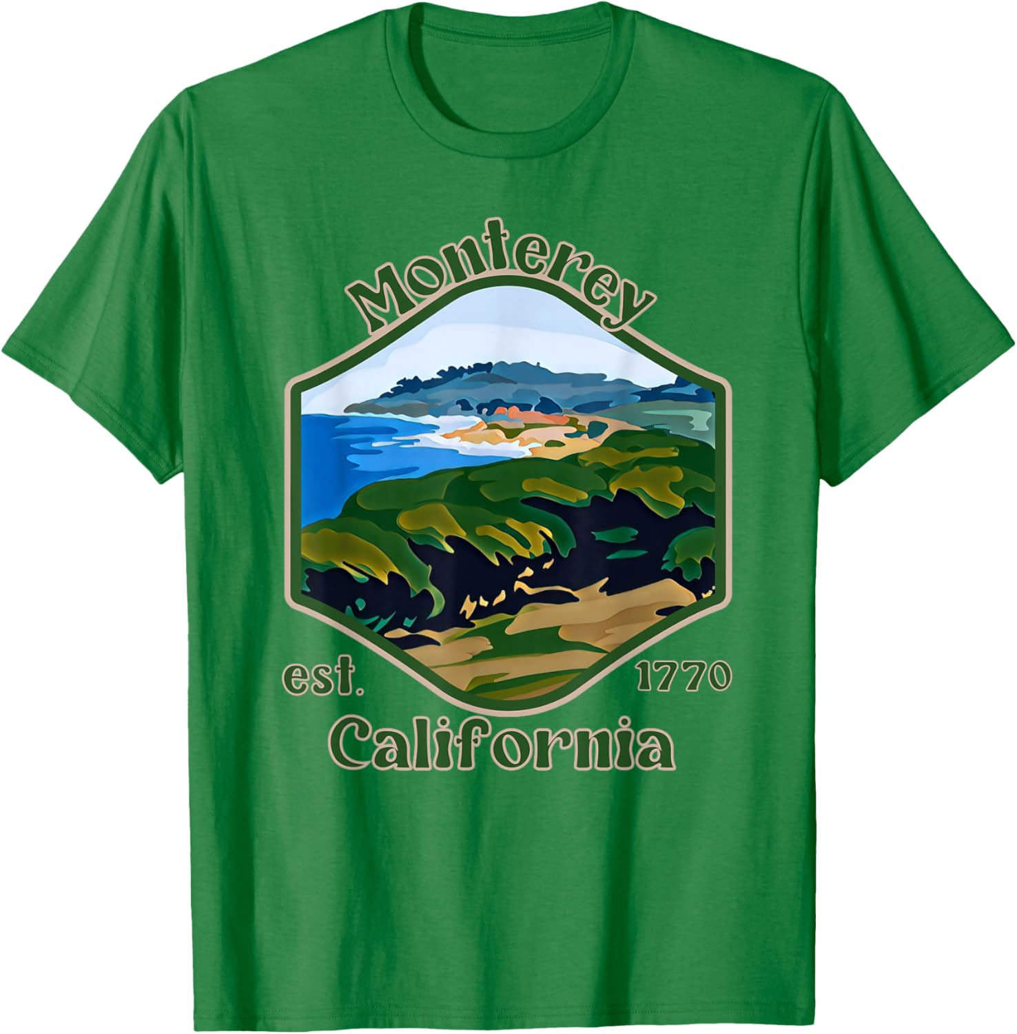 Monterey California Painting T-Shirt - T-Shirt | Irish Green