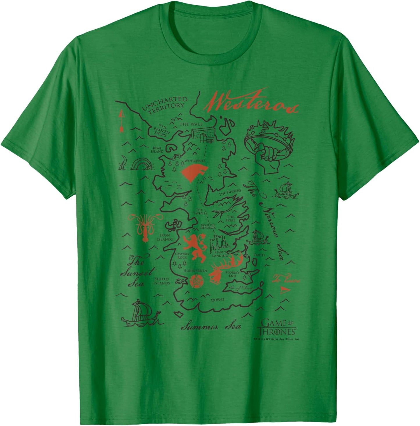 Game Of Thrones Map Of Westeros T-Shirt - T-Shirt | Irish Green