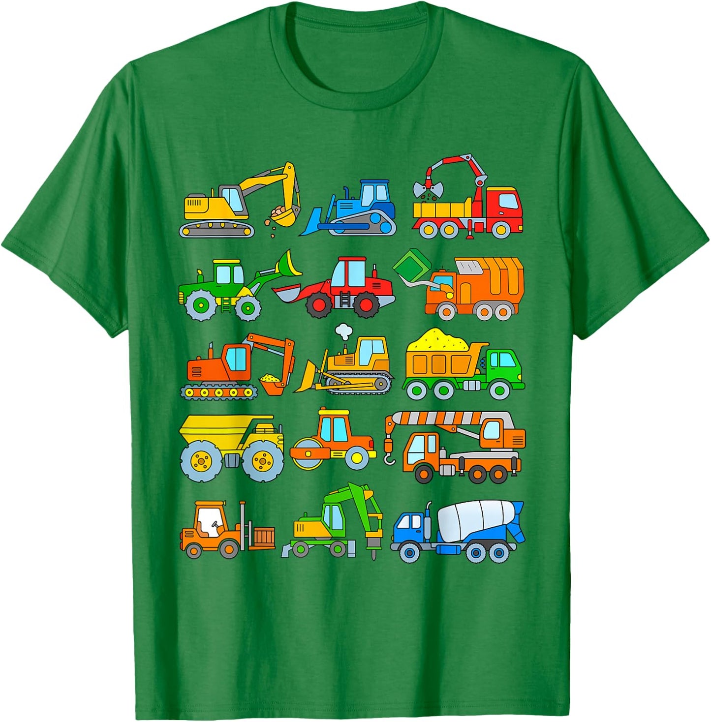 Digger Truck Boys Toddlers Kids Trucks Construction Vehicles T-Shirt - T-Shirt | Irish Green