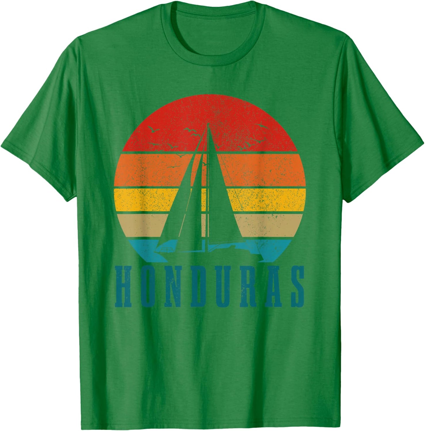 Honduras Vintage Sailing Boat Sailor Souvenir T-Shirt - T-Shirt | Irish Green