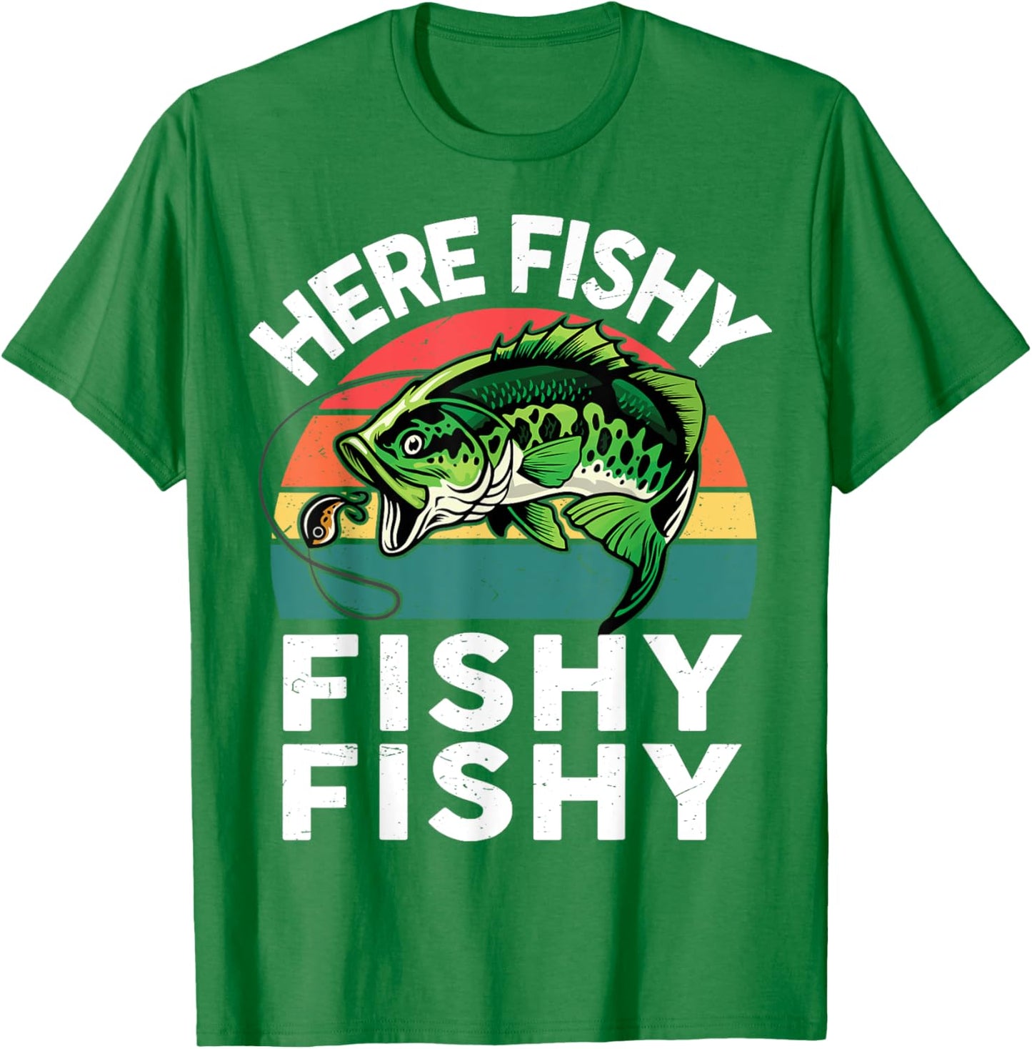 Funny Here-Fishy Kids Toddler Youth Boy Women Bass Fishing T-Shirt - T-Shirt | Irish Green