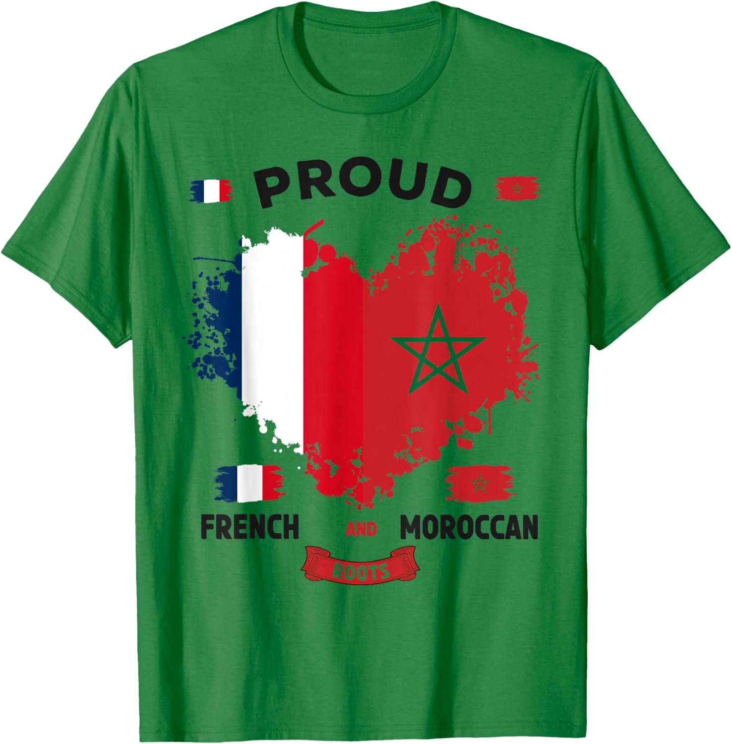 French Moroccan Flag Idea for Kids Morocco Culture Themed T-Shirt - T-Shirt | Irish Green