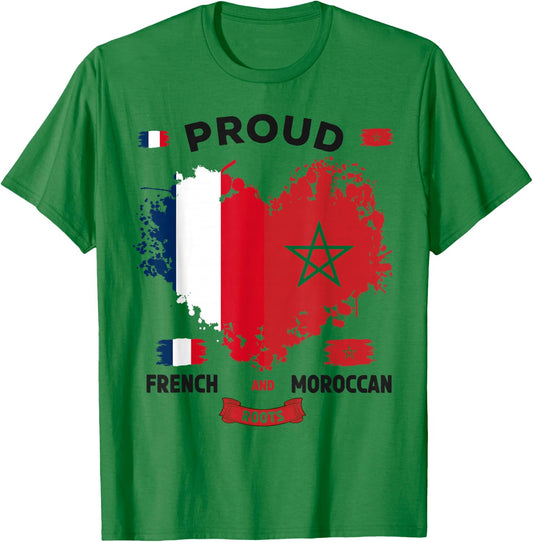 French Moroccan Flag Idea for Kids Morocco Culture Themed T-Shirt - T-Shirt | Irish Green