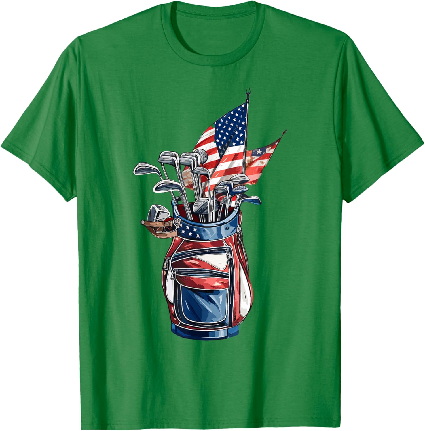 Vintage Golf Sport American Flag 4th of July, Sport Golfer T-Shirt - T-Shirt | Irish Green