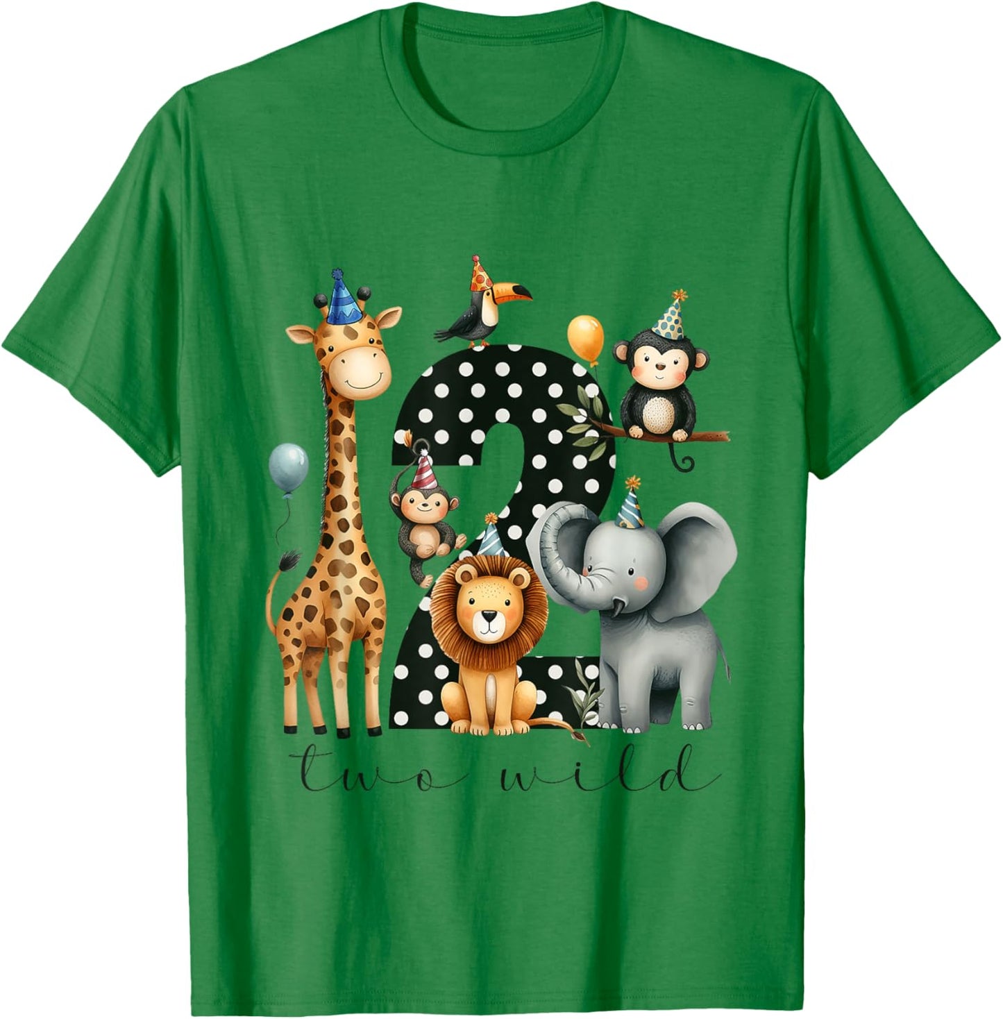 Two Wild Birthday Woodland Safari Jungle 2nd Birthday Boys T-Shirt - T-Shirt | Irish Green