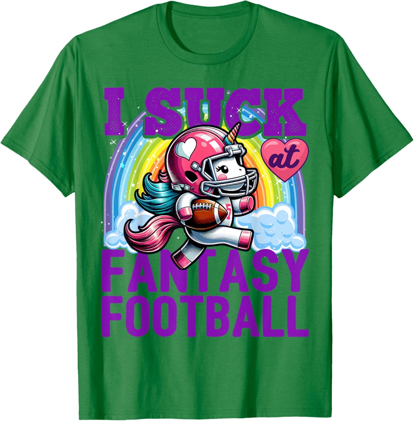 I Suck at Fantasy Football Unicorn Rainbow Loser Men T-Shirt - T-Shirt | Irish Green