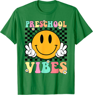 Preschool Vibes Back To School First Day Teachers Kids T-Shirt - T-Shirt | Irish Green
