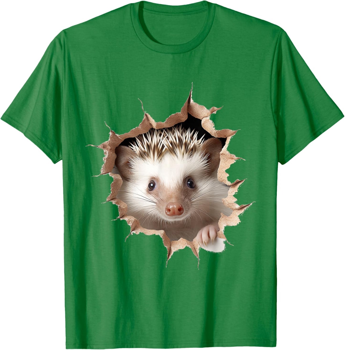Hedgehog Animal Print Portrait Cute Hedgehog T-Shirt - T-Shirt | Irish Green