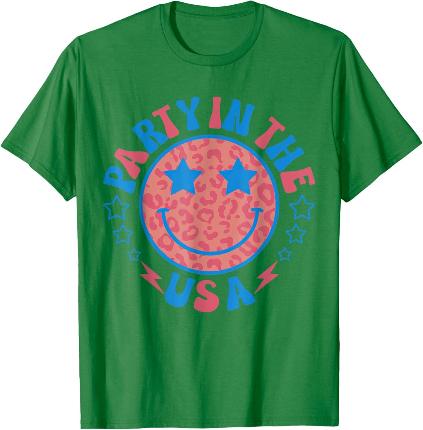 Party in the USA 4th of July Preppy Smile T-Shirt - T-Shirt | Irish Green
