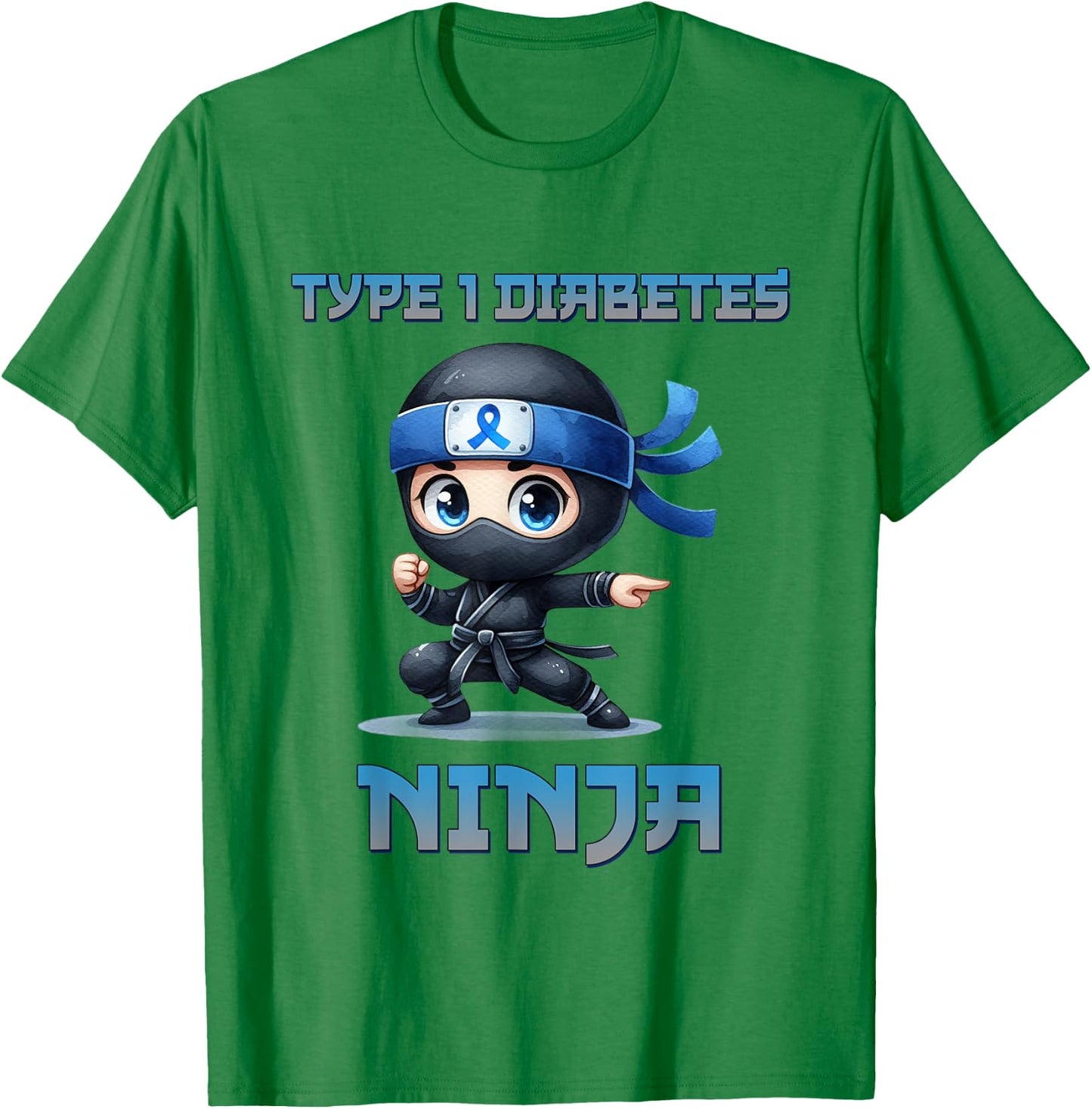 Type 1 Diabetes Awareness Ninja T1D Warrior Fighter Kids T-Shirt - T-Shirt | Irish Green
