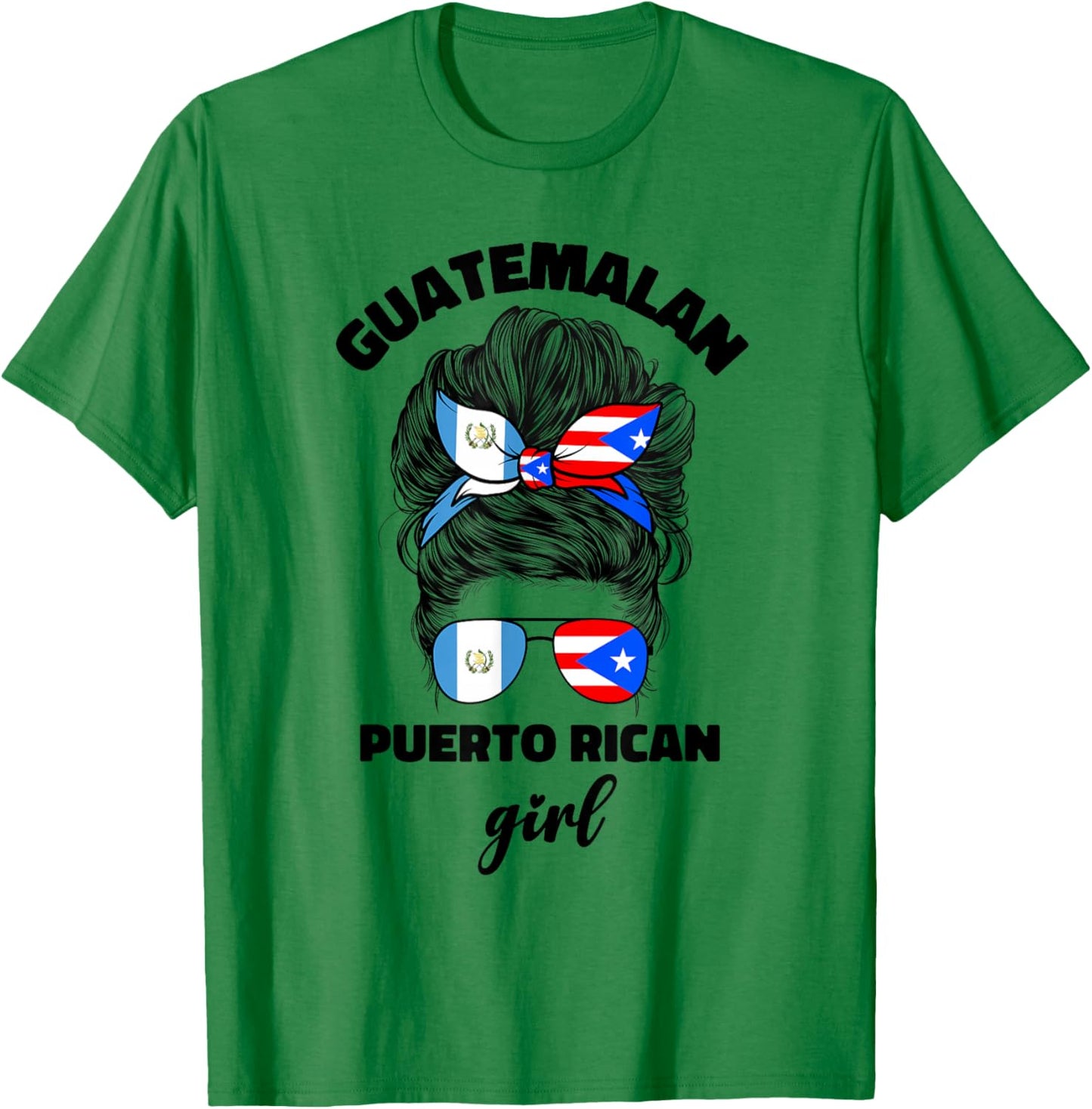 Half Guatemalan And Puerto Rican Rico Guatemala Flag Girl T-Shirt - T-Shirt | Irish Green