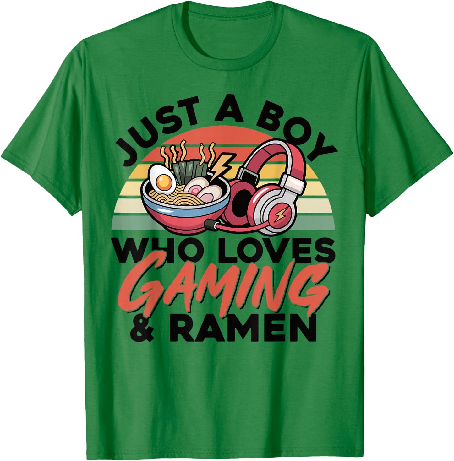 Gaming Just A Boy Who Loves Ramen Gaming Retro Gamer T-Shirt - T-Shirt | Irish Green