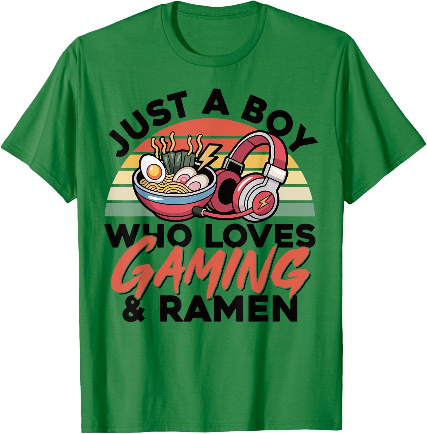 Gaming Just A Boy Who Loves Ramen Gaming Retro Gamer T-Shirt - T-Shirt | Irish Green