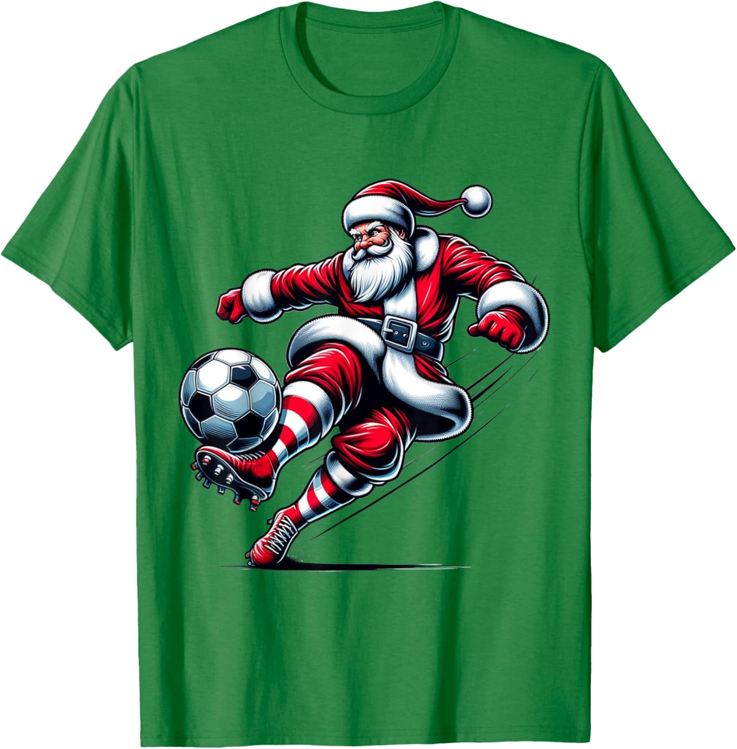 Santa Plays Soccer Christmas Sports Women Men Kids T-Shirt - T-Shirt | Irish Green