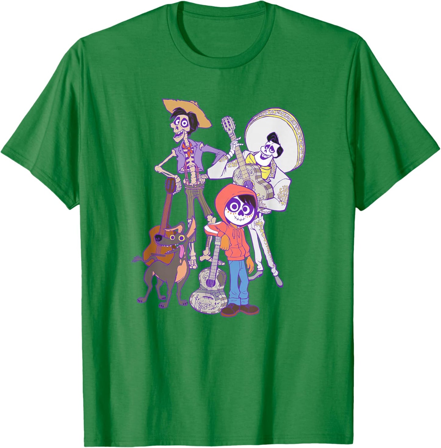 Disney Pixar Coco Main Characters Group Shot Chest Portrait T-Shirt - T-Shirt | Irish Green