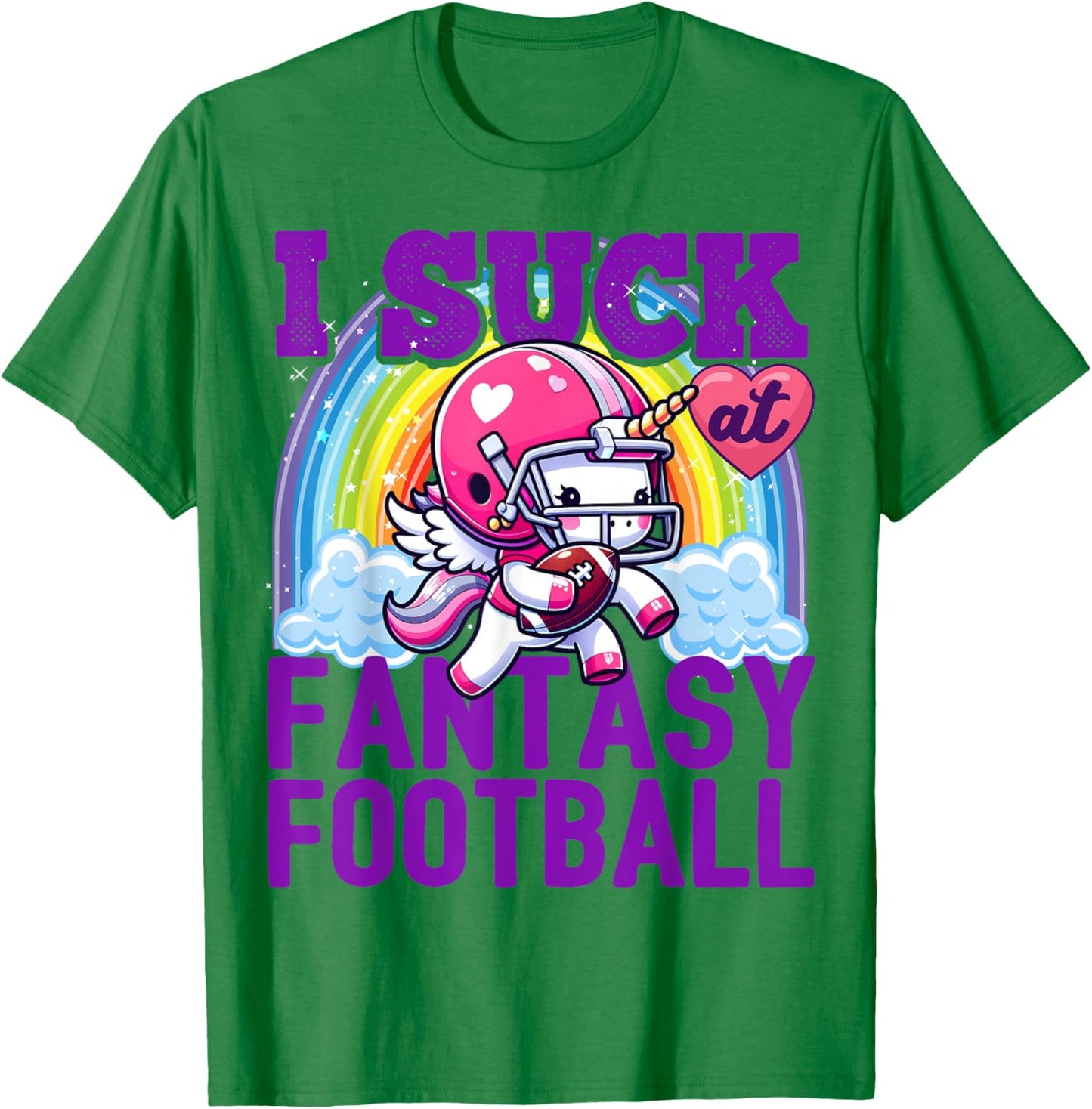 I Suck at Fantasy Football Unicorn Rainbow Loser Men T-Shirt - T-Shirt | Irish Green