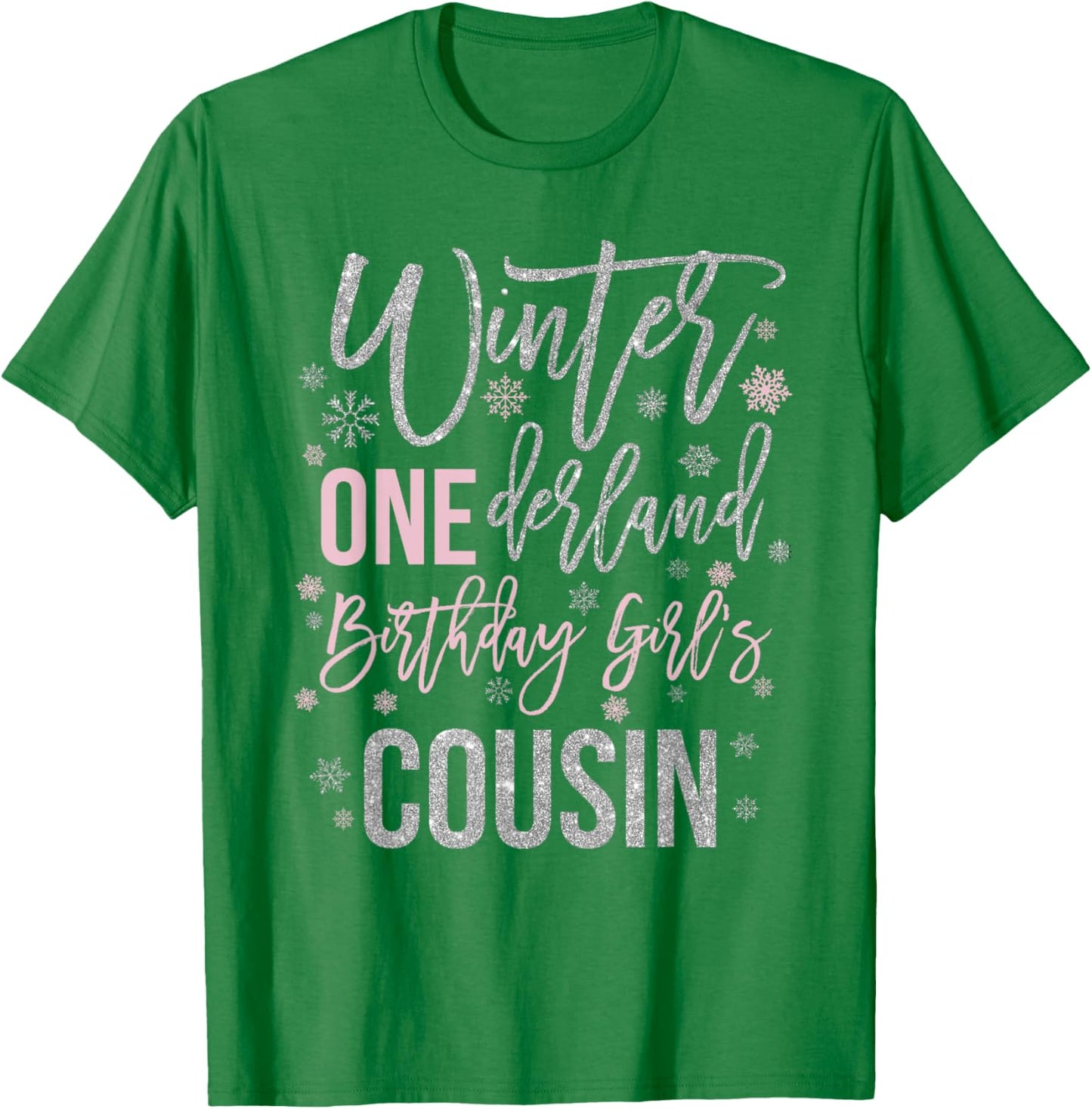Cousin Winter Onederland 1st Birthday Snowflake Matching T-Shirt - T-Shirt | Irish Green
