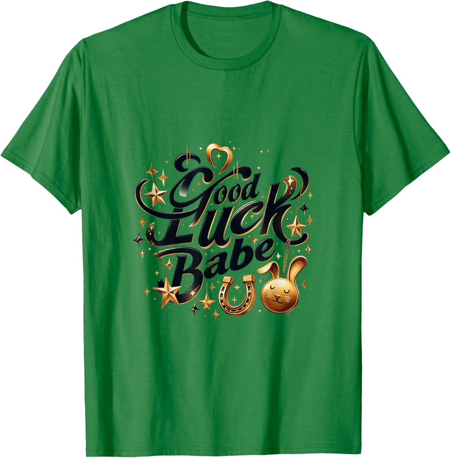 Horseshoe Rabbit Good Luck Babe Best Wishes Lady Women Girl T-Shirt - T-Shirt | Irish Green