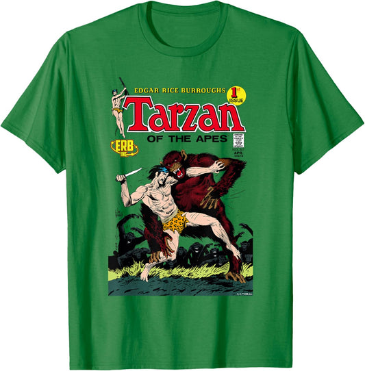 Tarzan Of The Apes Fight Comic Book Cover Art T-Shirt - T-Shirt | Irish Green