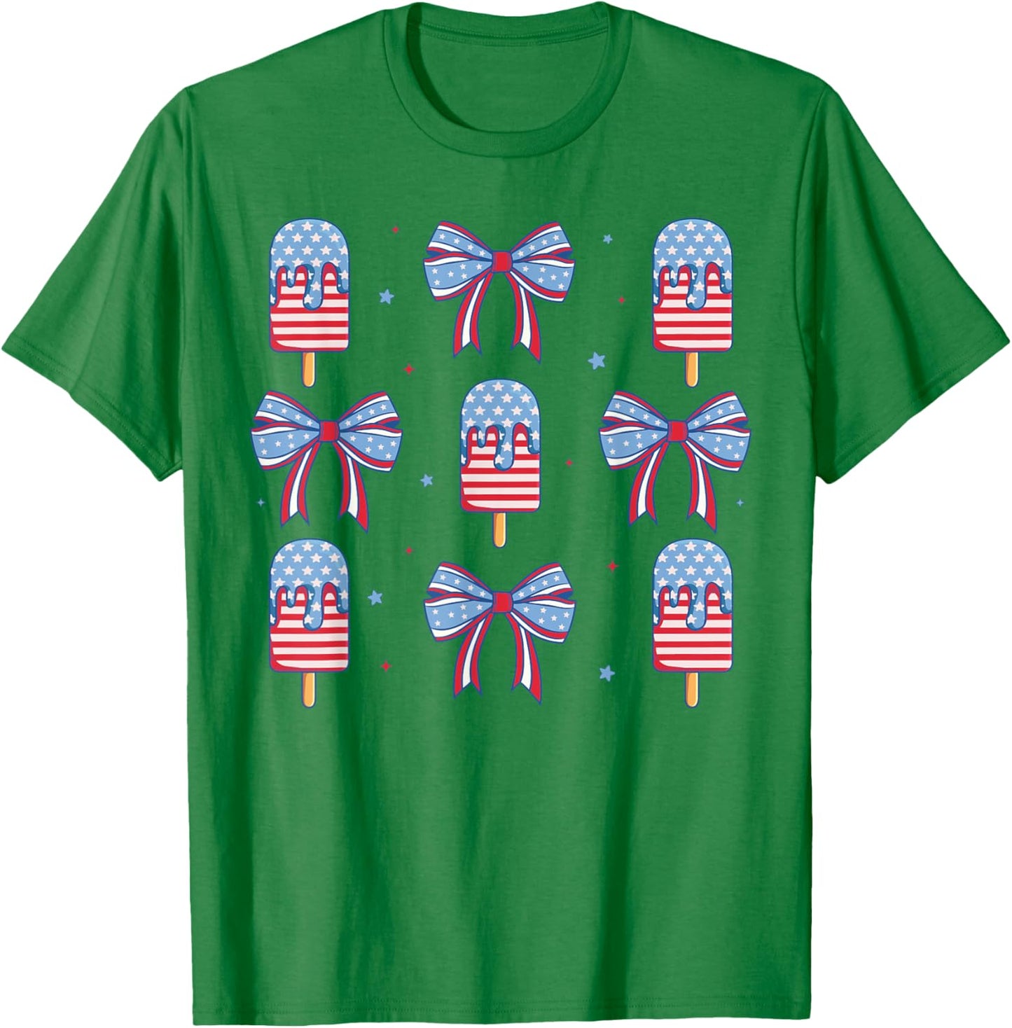 4th of July Cute Popsicle Bows Patriotic Women Kids T-Shirt - T-Shirt | Irish Green