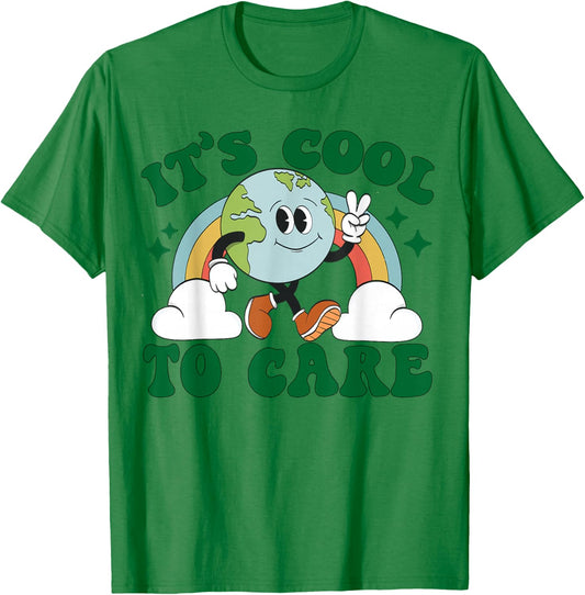 It's Cool To Care Earth Day Groovy 70s Retro Trendy Cute T-Shirt - T-Shirt | Irish Green