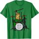 Drummer Cat Music Lover Musician Playing The Drums Shirt T-Shirt - T-Shirt | Irish Green