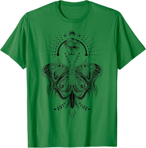 Floral Moth Butterfly Flower Celestial Geometry T-Shirt - T-Shirt | Irish Green