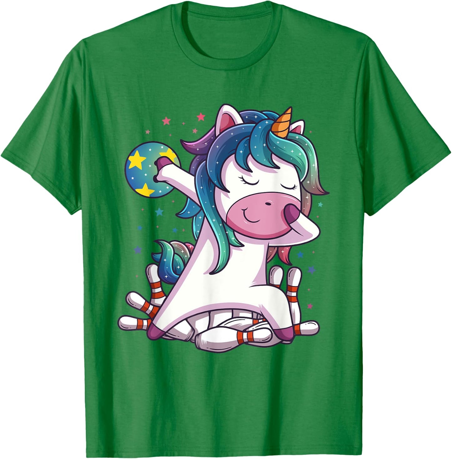 Polka Dot Unicorn Bowling Birthday Party Gift T-Shirt - T-Shirt | Irish Green