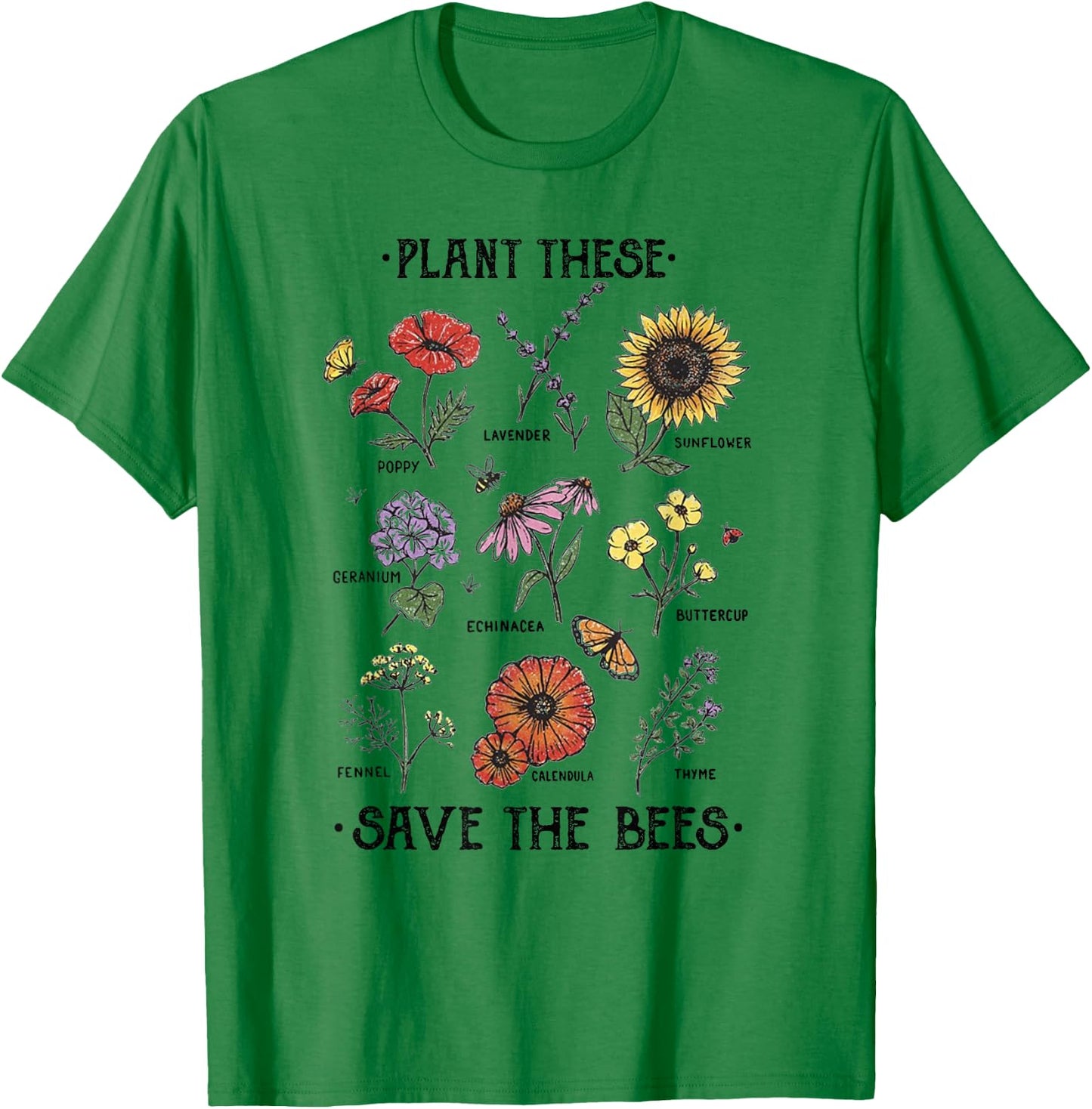 Plant These Save The Bees Flowers Gardening T-Shirt - T-Shirt | Irish Green