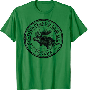 Moose Antlers Art Lovers Gift, Newfoundland & Labrador Moose T-Shirt - T-Shirt | Irish Green