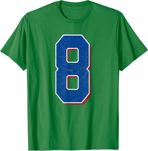 Number 8 Numbered Uniform Sports Team Jersey 8th Birthday T-Shirt - T-Shirt | Irish Green