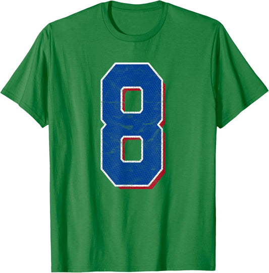 Number 8 Numbered Uniform Sports Team Jersey 8th Birthday T-Shirt - T-Shirt | Irish Green