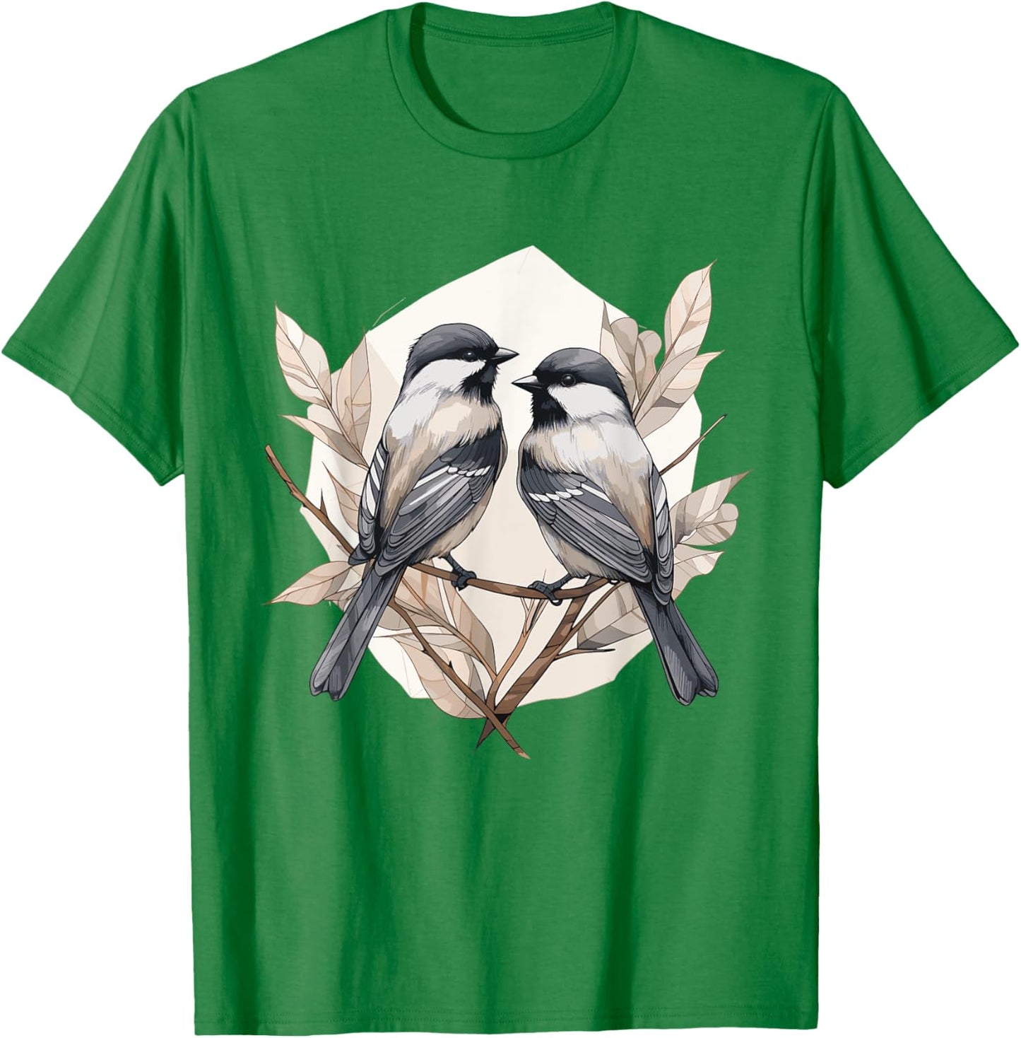 Black capped Chickadee Geometric Patten Art,Cute Bird Lover T-Shirt - T-Shirt | Irish Green