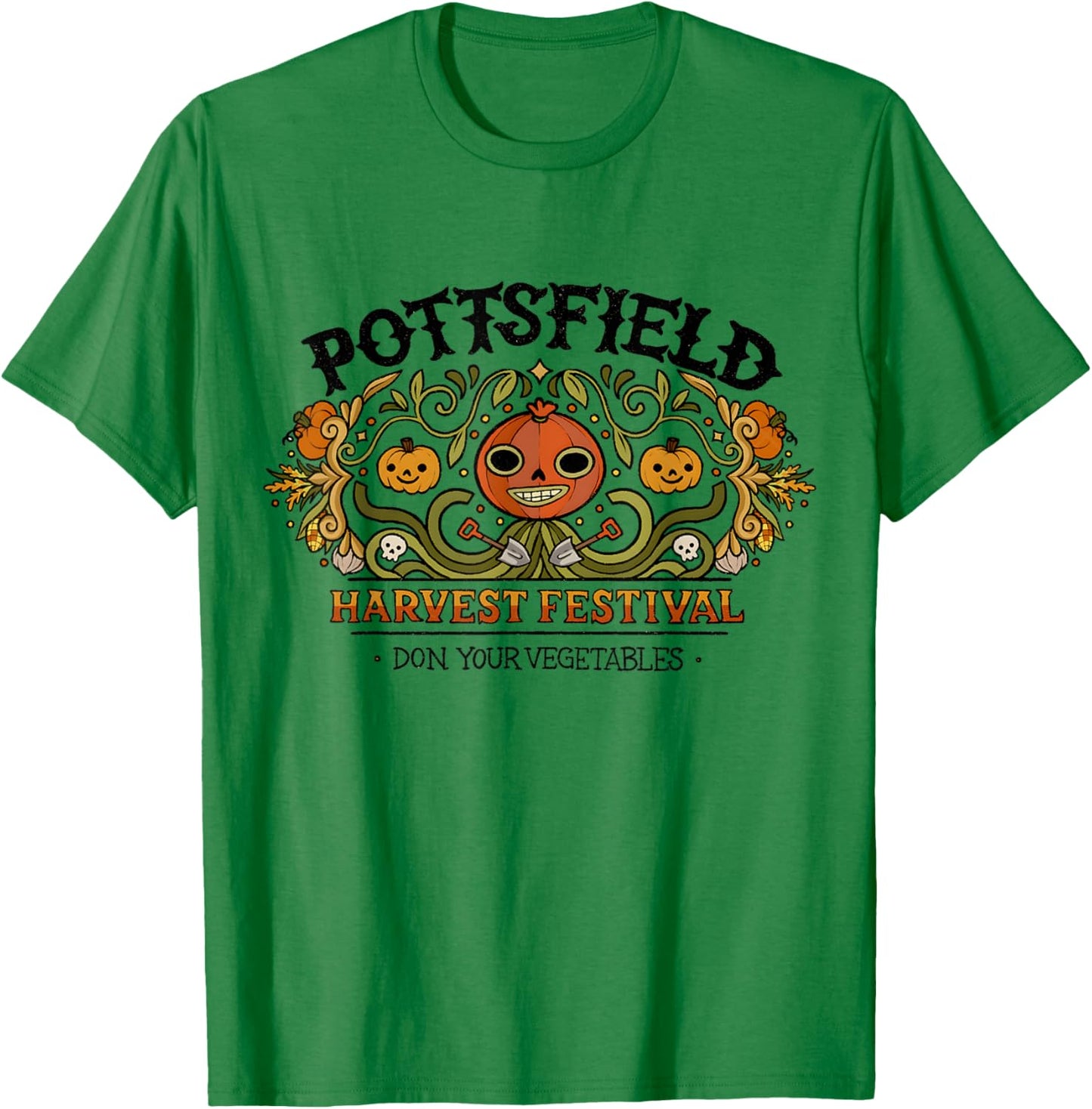 Spooky Pottsfield Harvest Festival Pumpkin Vibes Halloween T-Shirt - T-Shirt | Irish Green