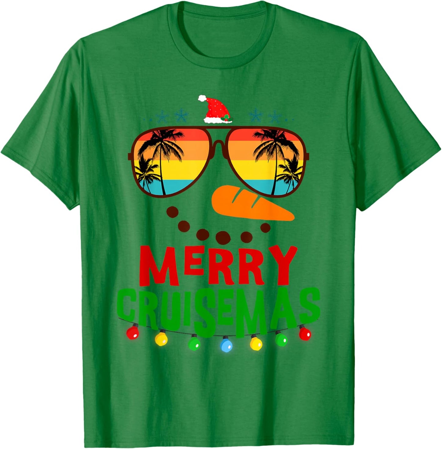 Merry Cruisemas 2025 Christmas Santa Snowman Cruise T-Shirt - T-Shirt | Irish Green