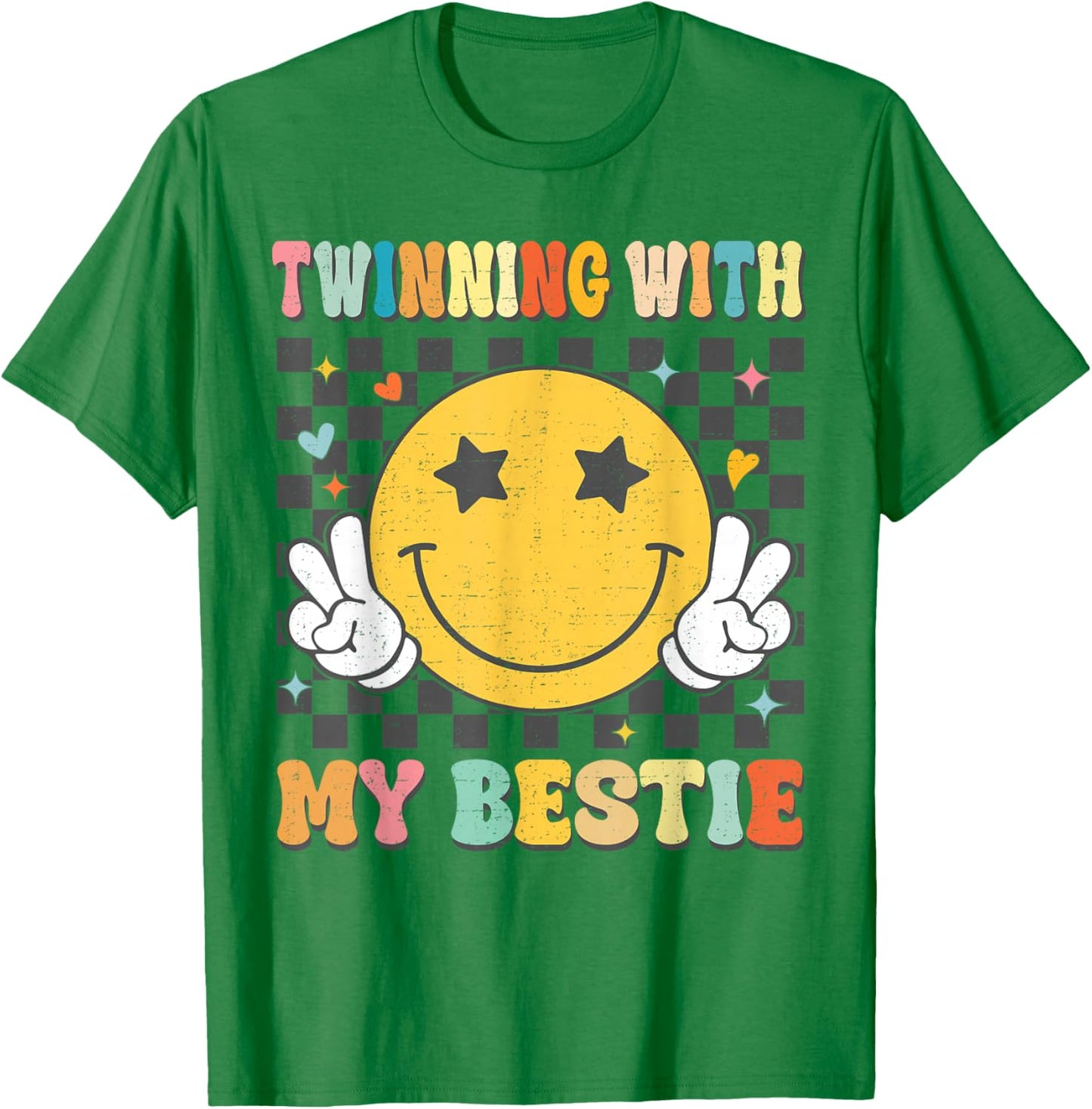 Retro Groovy Twinning With My Bestie Girls Friends Matching T-Shirt - T-Shirt | Irish Green
