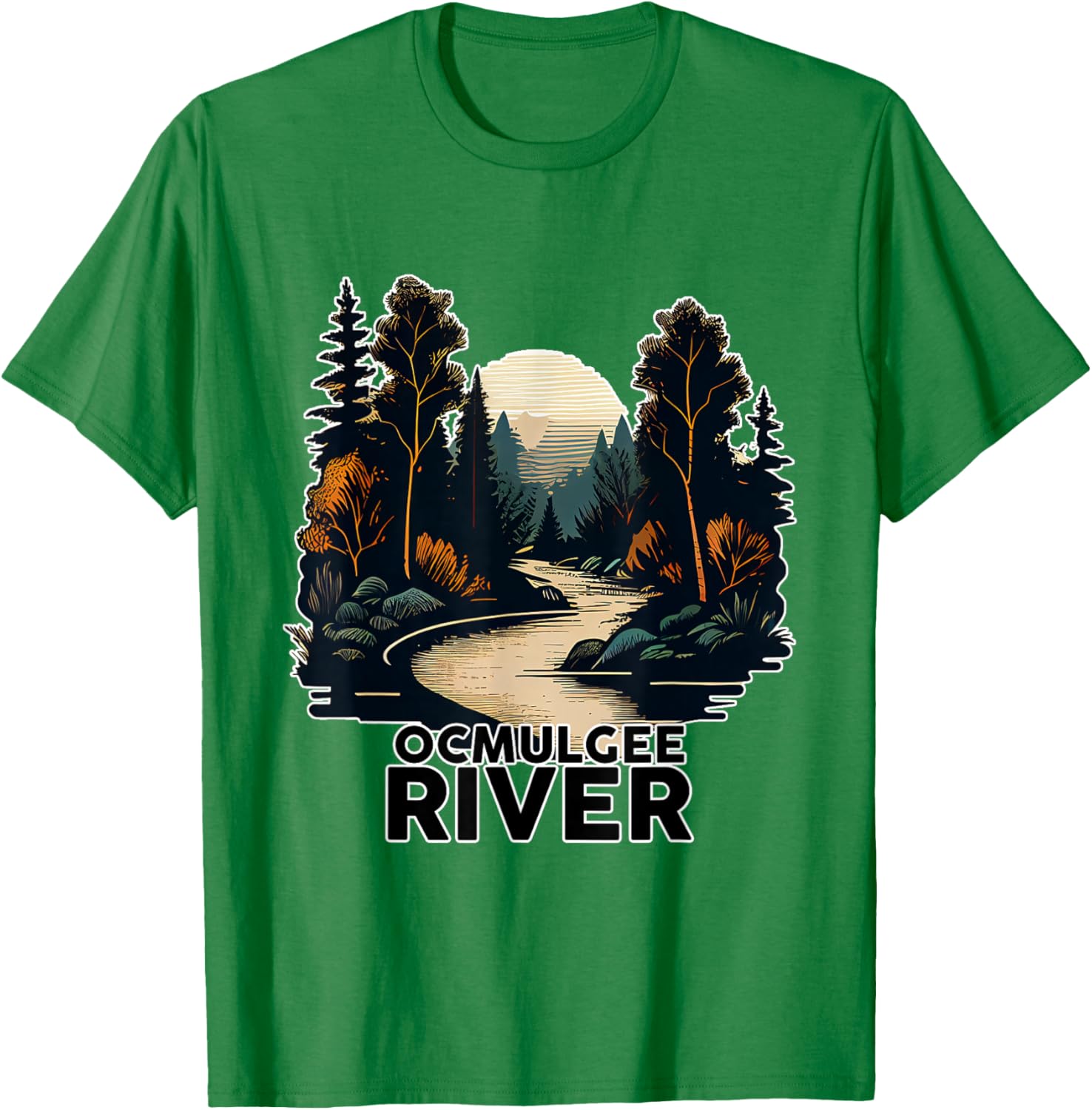 Ocmulgee River Retro Minimalist River Ocmulgee T-Shirt - T-Shirt | Irish Green