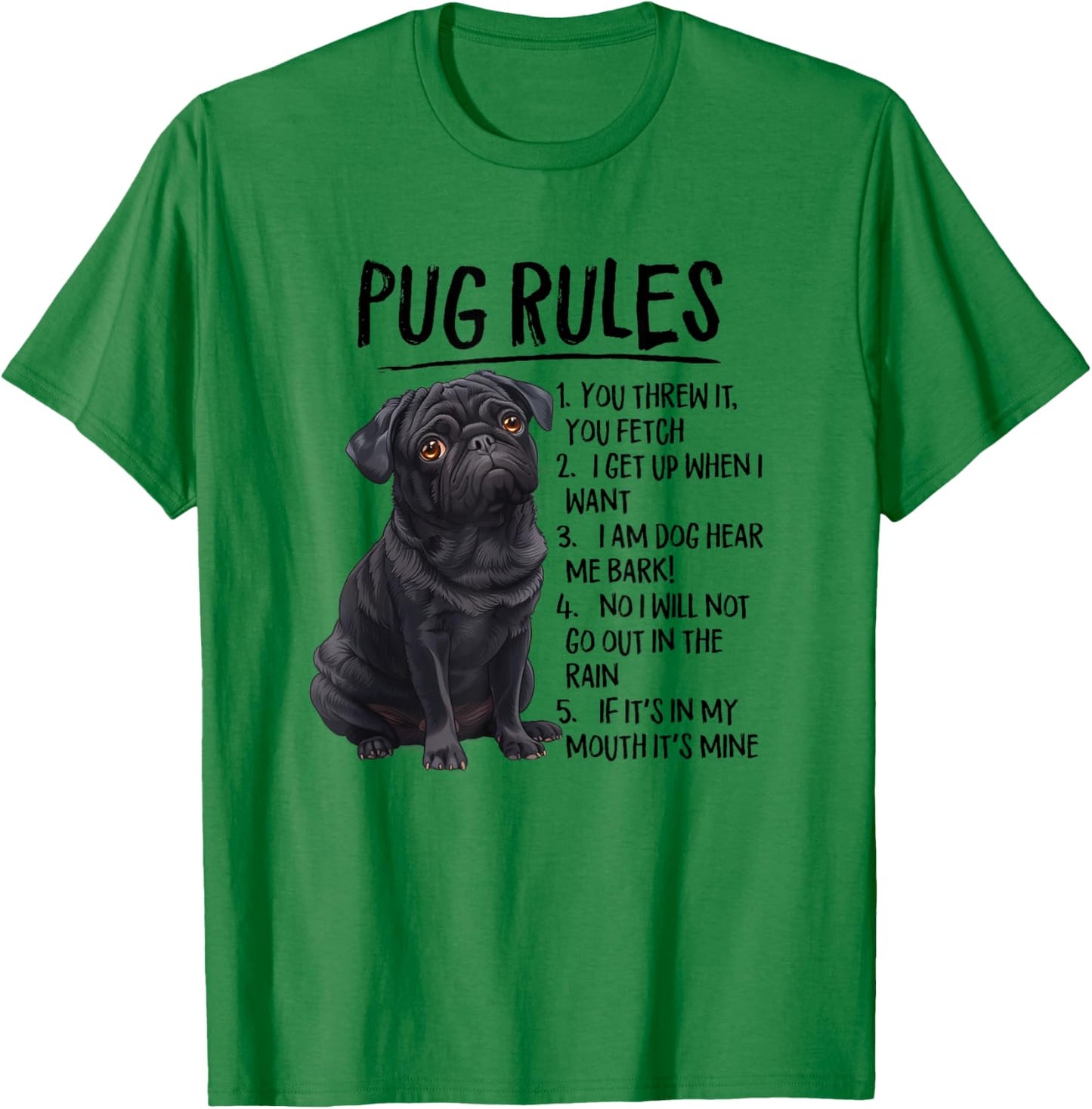 Funny & Rules Black Pug Lover T-Shirt - T-Shirt | Irish Green