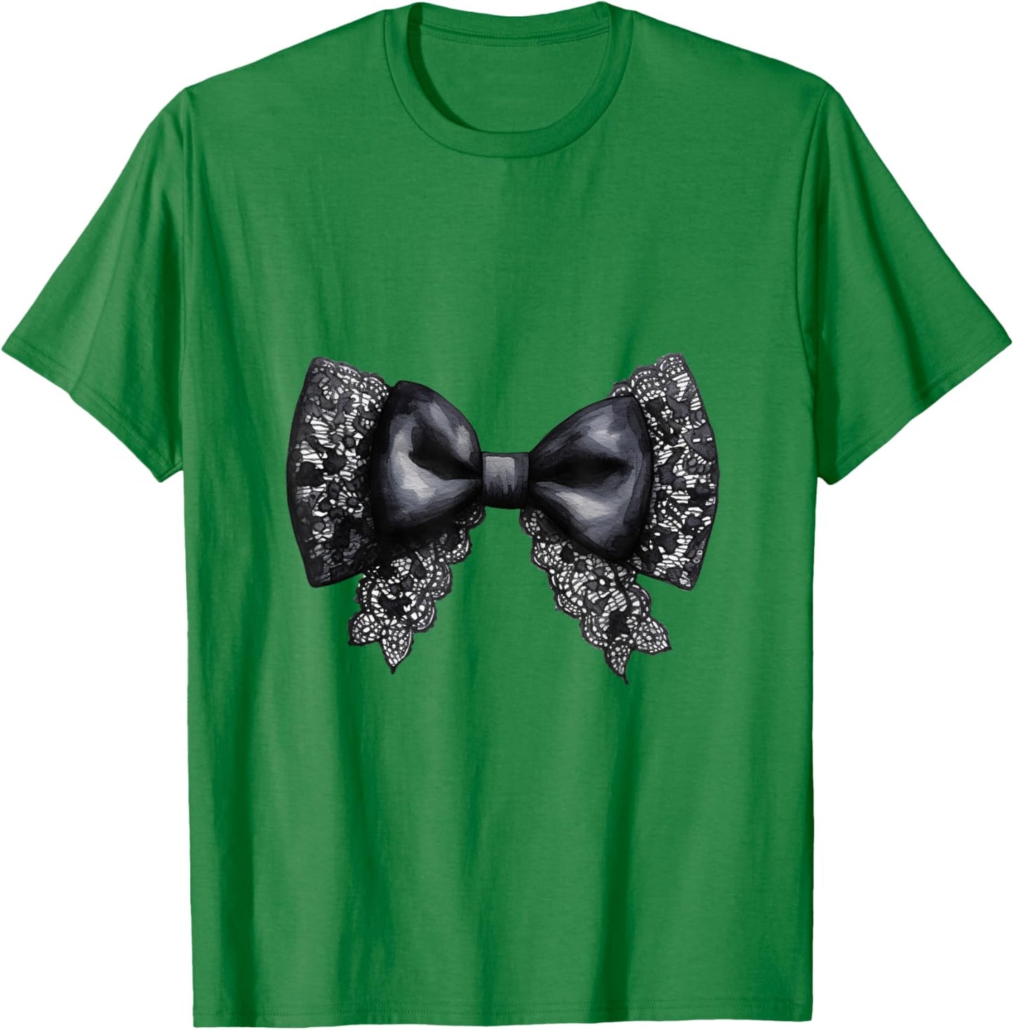 Black Lace Bow Design Girly T-Shirt - T-Shirt | Irish Green