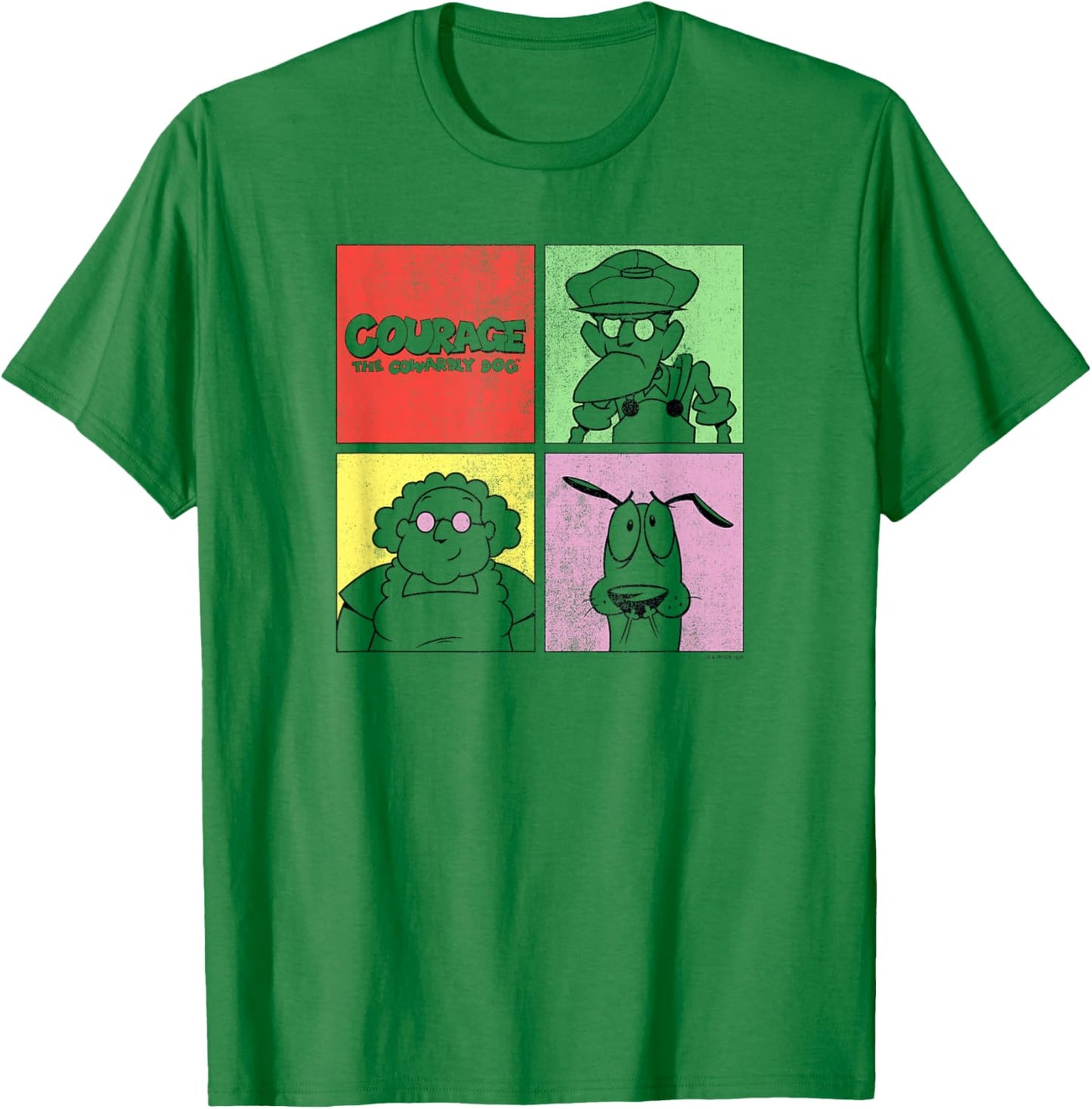 Courage The Cowardly Dog Family Pop Art Cartoon T-Shirt - T-Shirt | Irish Green