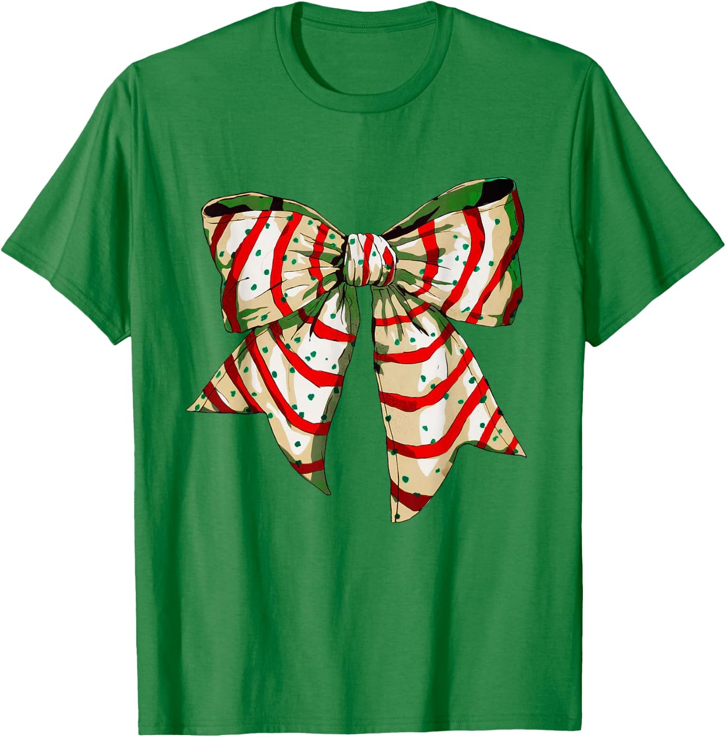 Funny Christmas Outfit Women Kids Christmas Coquette Bow Tree Cakes Xmas Pajamas Women Girl T-Shirt - T-Shirt | Irish Green