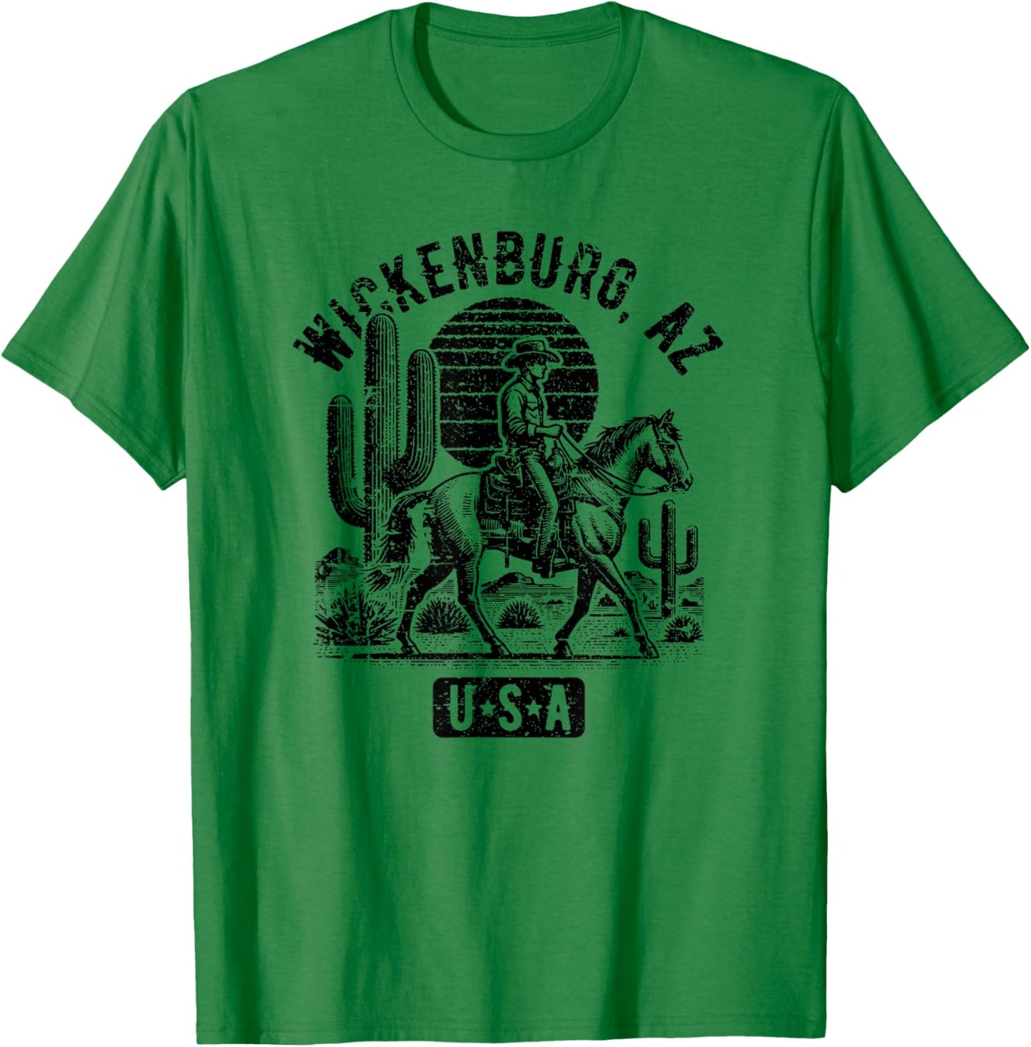 Wickenburg Arizona USA Cowboy Horse Vintage Style Design T-Shirt - T-Shirt | Irish Green