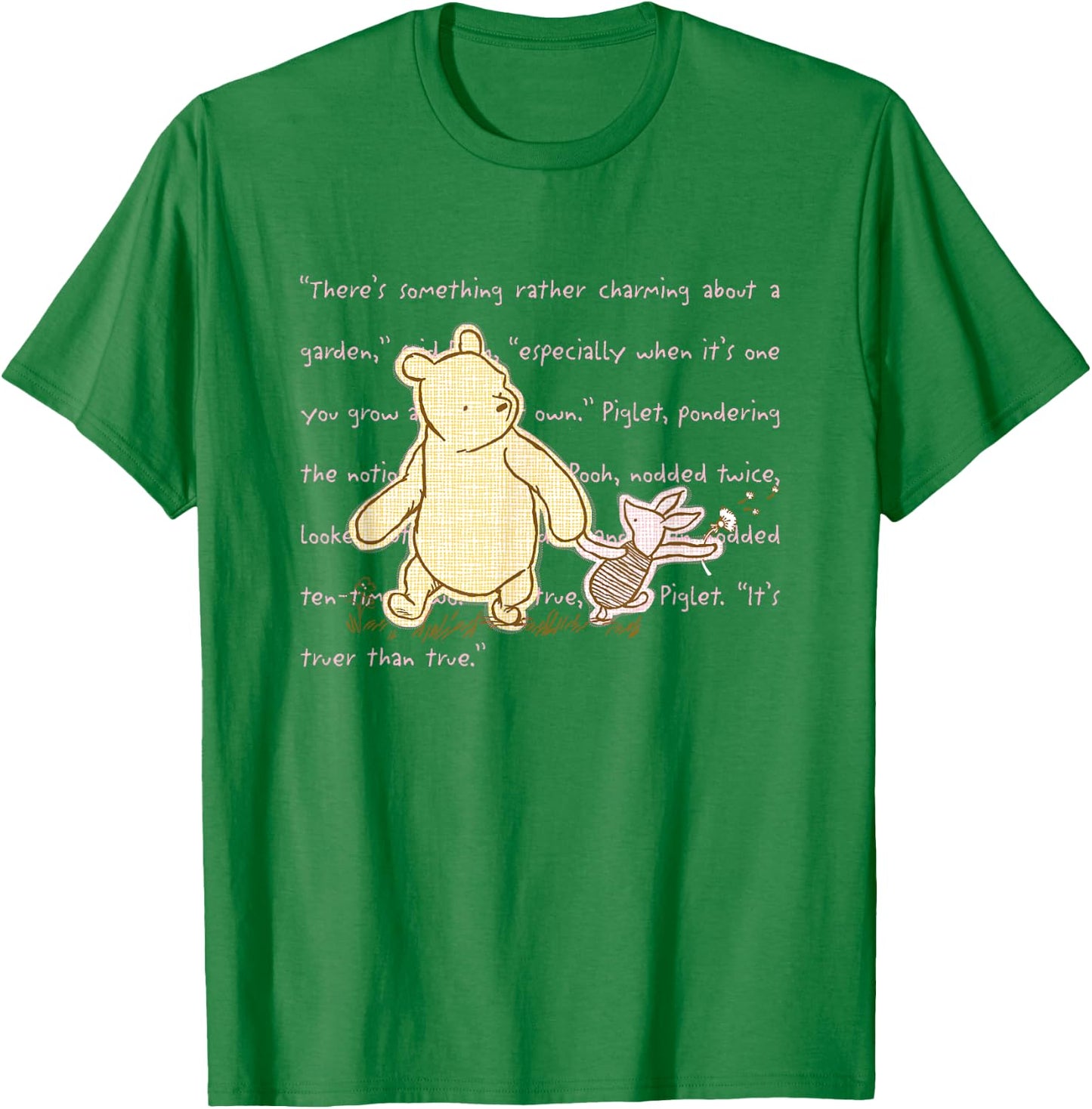 Disney Winnie The Pooh and Piglet Quote Cute Big Chest Logo T-Shirt - T-Shirt | Irish Green