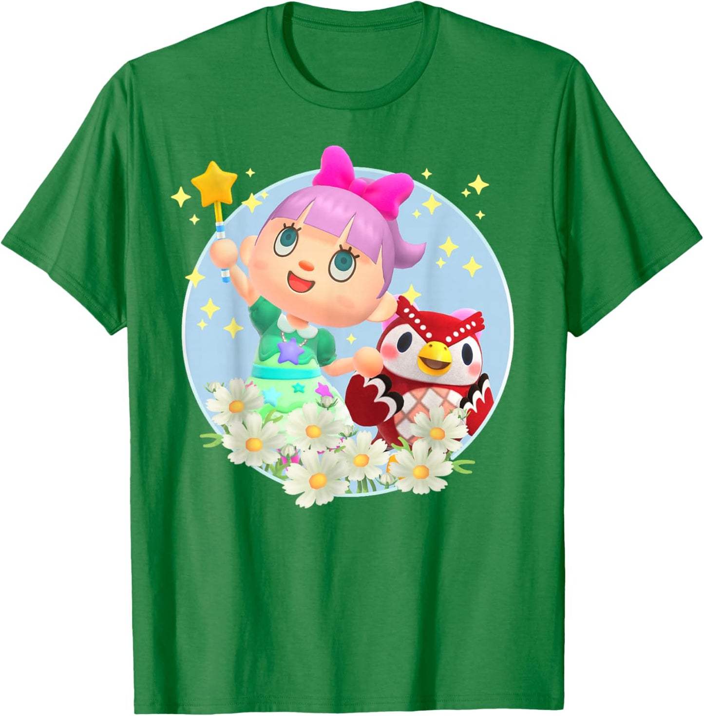Animal Crossing: New Horizons Villager & Celeste Portrait T-Shirt - T-Shirt | Irish Green