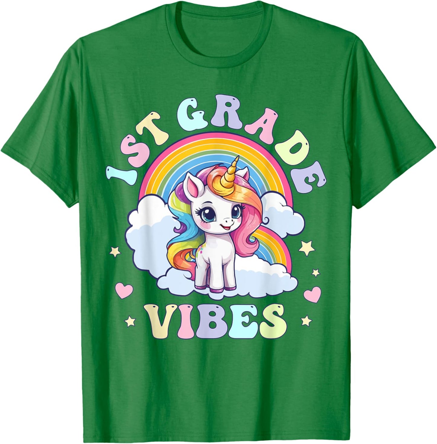 1st Grade Vibes Cute Back to School Unicorn First Grade Girl T-Shirt - T-Shirt | Irish Green